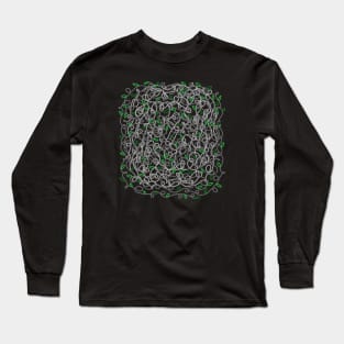 Loopy Twisted Tangled Vines and Leaves Abstract Doodle Design on a Dark Spooky Backdrop, made by EndlessEmporium Long Sleeve T-Shirt